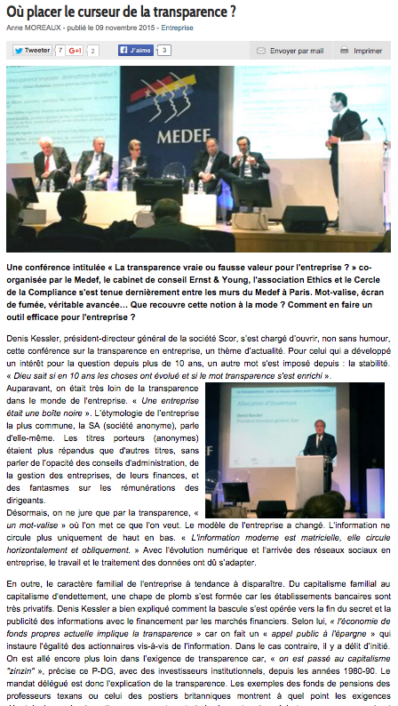Interview de Eric Albert sur la transparence des entreprises